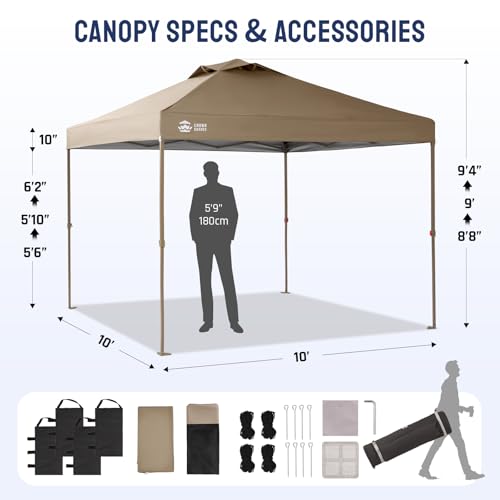 CROWN SHADES Gazebo 10x10 Pop Up Canopy with Mosquito Netting, Screen Tent with 4 Ropes, 8 Stakes, 4 Sandbags and Wheeled Storage Bag