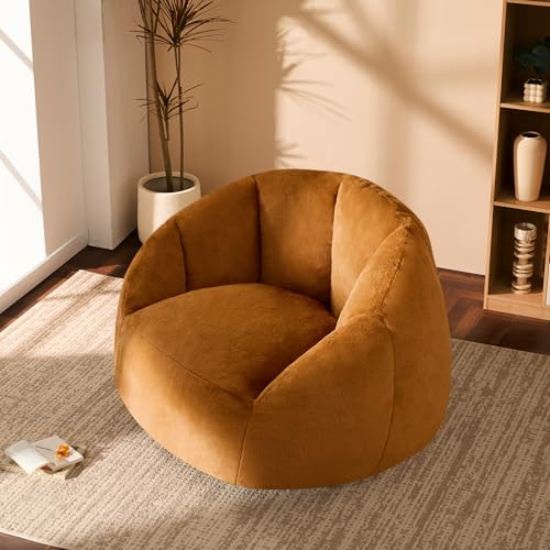 Giant Bean Bag Chair for Adults - Comfy Plush Round Shell Soft Accent Chair, Oversized Cozy Lounge Floor Sofa Reading Chair