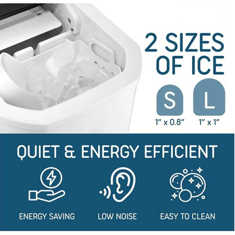 Walmeck Countertop Ice Maker, 10Cubes Ready in 6 Mins, 26lbs in 24Hrs, Self-Cleaning Ice Machine with Ice  and Basket
