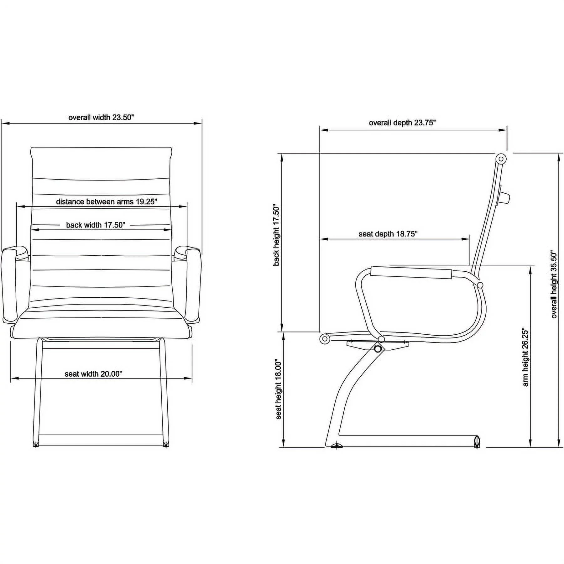 Lorell Modern Leather Guest Reception Waiting Room Chair with Chromed Metal Arms