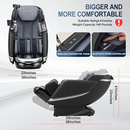 2025 Massage Chair Full Body with 12 Auto Modes,Zero Gravity SL-Track Shiatsu Massage Chair with AI Control,Auto Body Detection,Foot Rollers