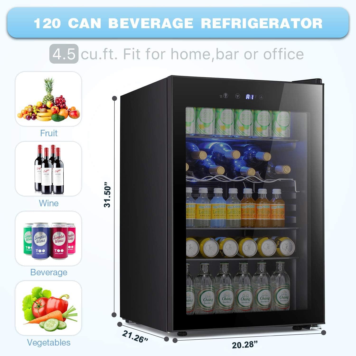 Antarctic Star Beverage Refigerator -120 Can Mini Fridge for Soda Beer or wine,Small Drink Dispenser