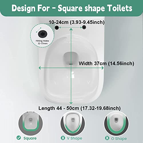 Soft Close Toilet Seat, Toilet seat, Square with Easy Quick Release Top Fix Adjustable Hinges, Easy Installation Toilet Lid for Bathrooms