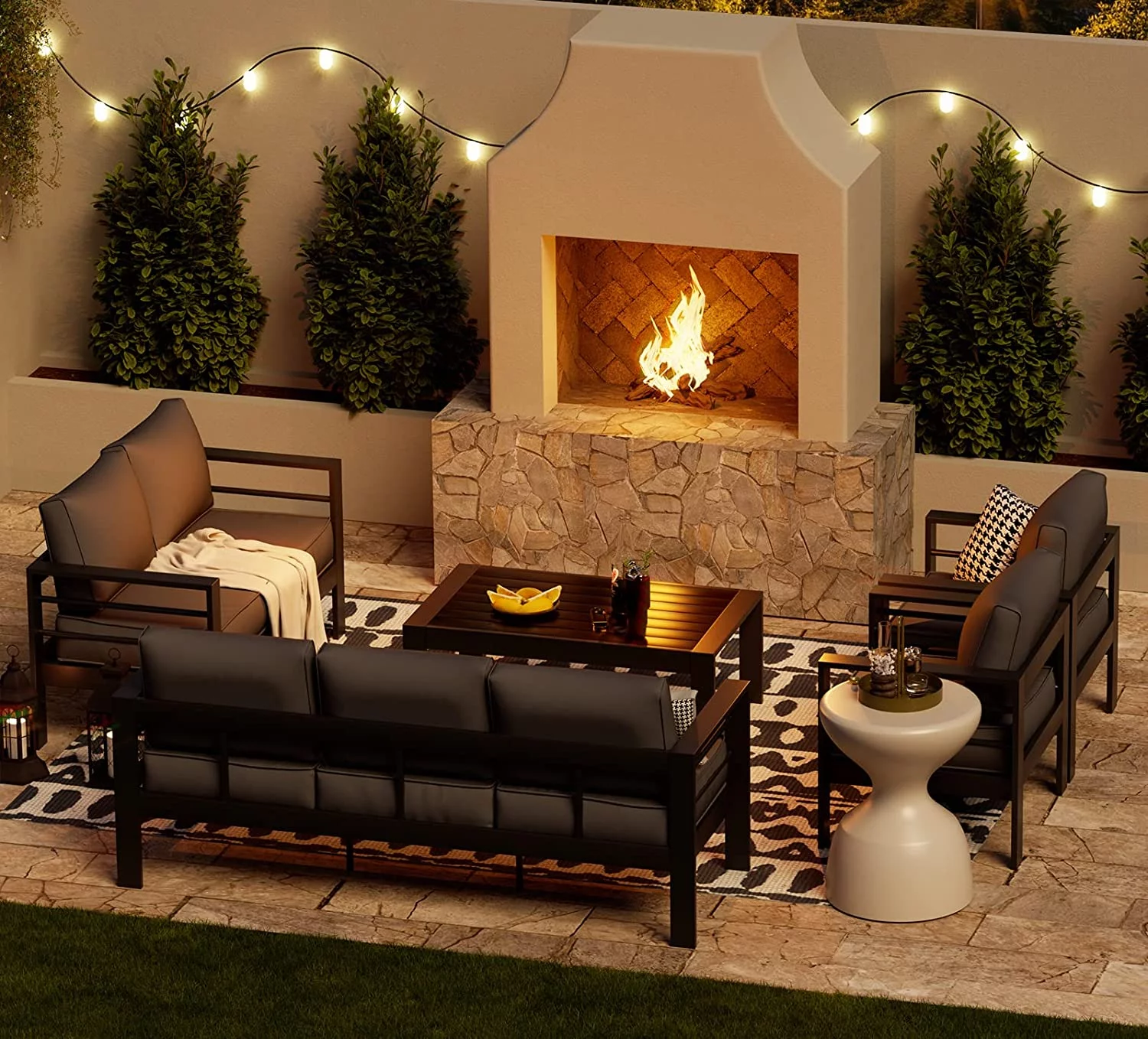 UDPATIO Aluminum Patio Furniture Set, Metal Patio Furniture Outdoor Couch, Aluminum Patio Chairs