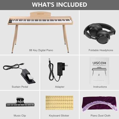 Digital Piano Keyboard for Beginners,Full Size 88 Key Semi-Weighted Keyboard Electric Piano with Stand,Power Adapter,Sheet Music Stand,Pedal