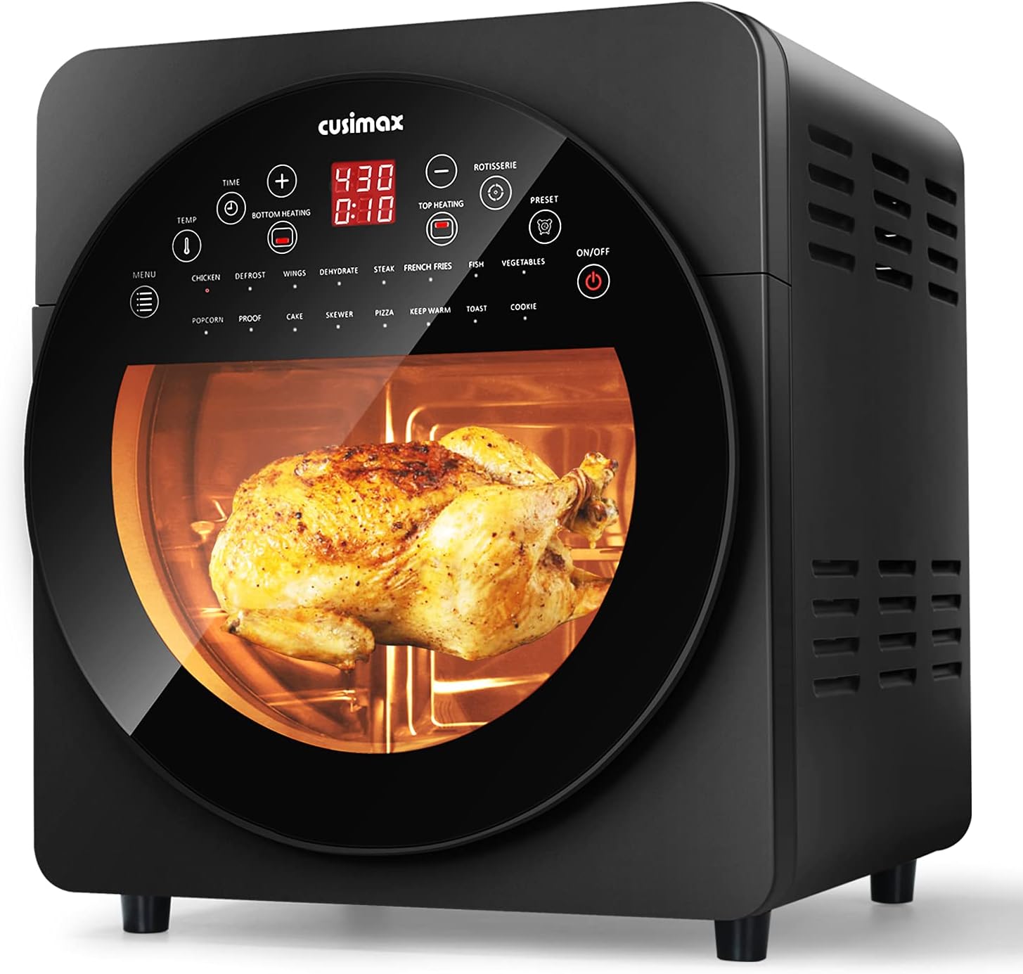 CUSIMAX Air Fryer Toaster Oven, 15.5 Quart Air Fryer Combo, 16-in-1 Air Fryer Toaster Oven, Large Convection Roaster with Rotisserie & Dehydrator
