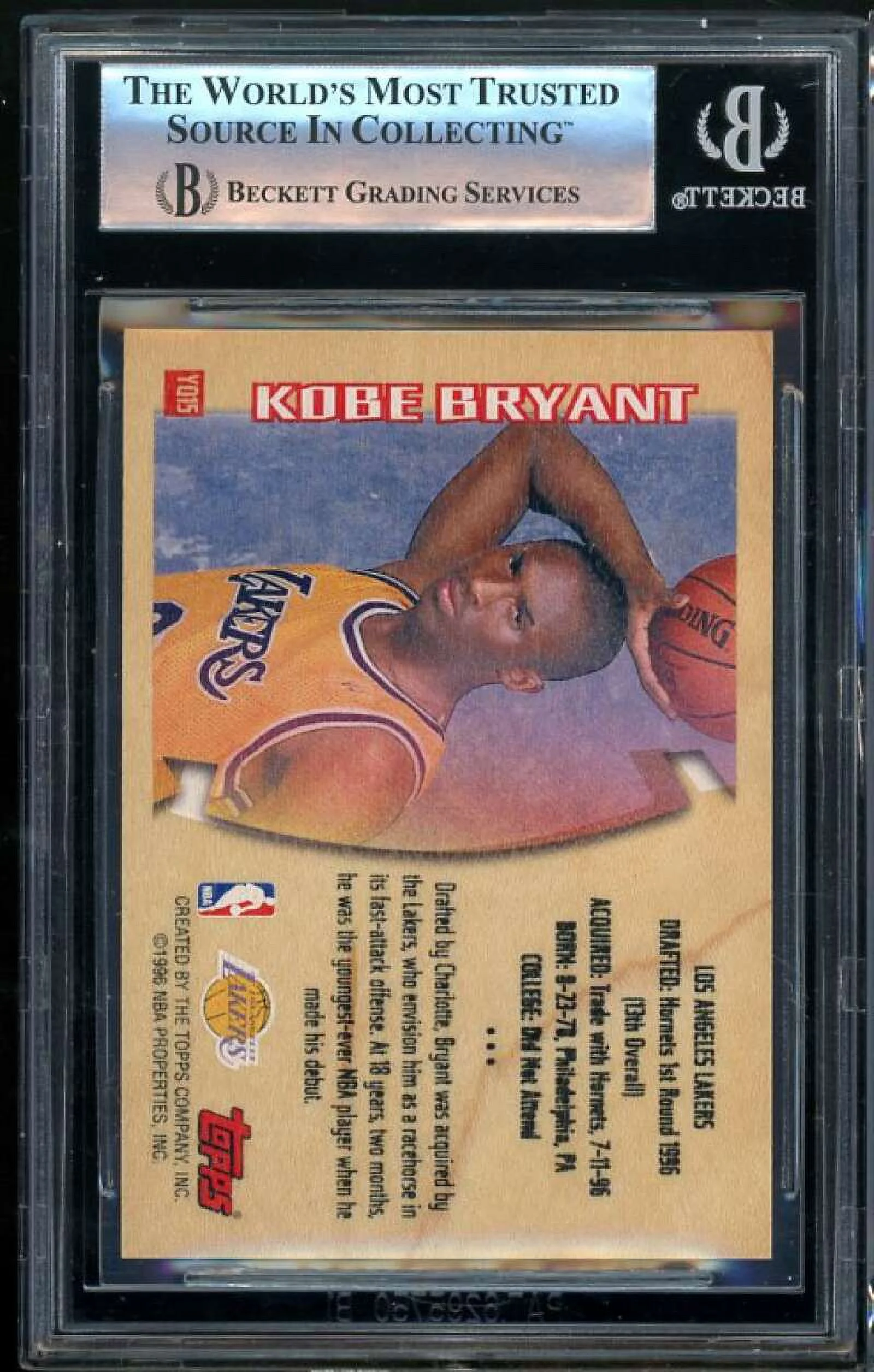 Kobe Bryant Rookie Card 1996-97 Topps Youthquake #YQ15 BGS 9 (9 9.5 9.5 8.5)