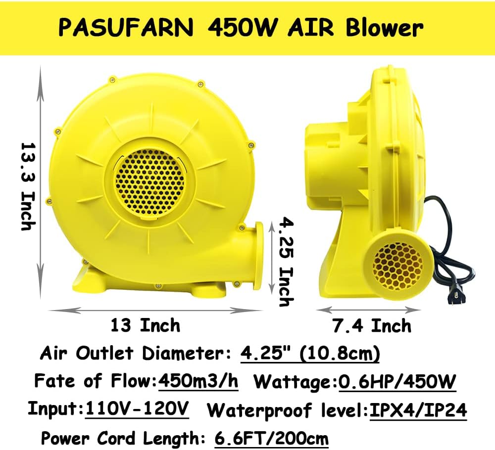 Air Blower, 1 Hp Bounce House Blower, 750 Watt Air Blower for Inflatables Bouncy Castle Slide House Jumper