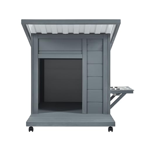 Outdoor Wooden Dog House,Waterproof Kennel with Deck and Sloped Roof,High Stability Pet Dog Cage for Small/Medium Puppy