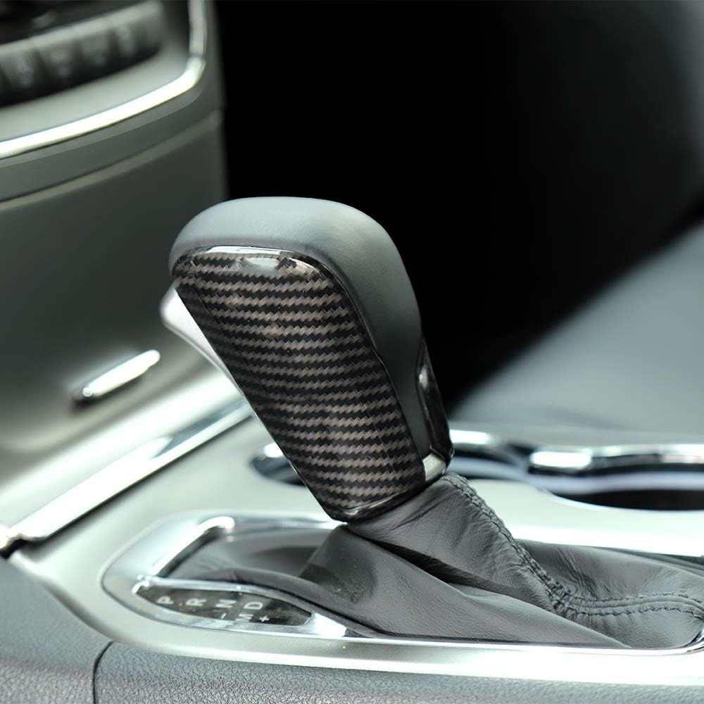 CheroCar Carbon Fiber Grain Gear Shift Knob Decoration Trim for 2017-2020 Jeep Grand Cherokee, Interior Accessories, 2 Pack