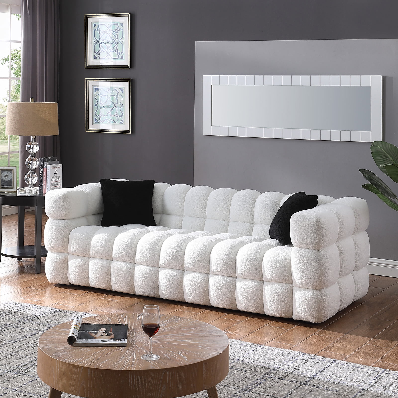 Holaki 3+2 Living Room Sofa Set, Modern Loveseat and 3 Seat Couch Furniture, White