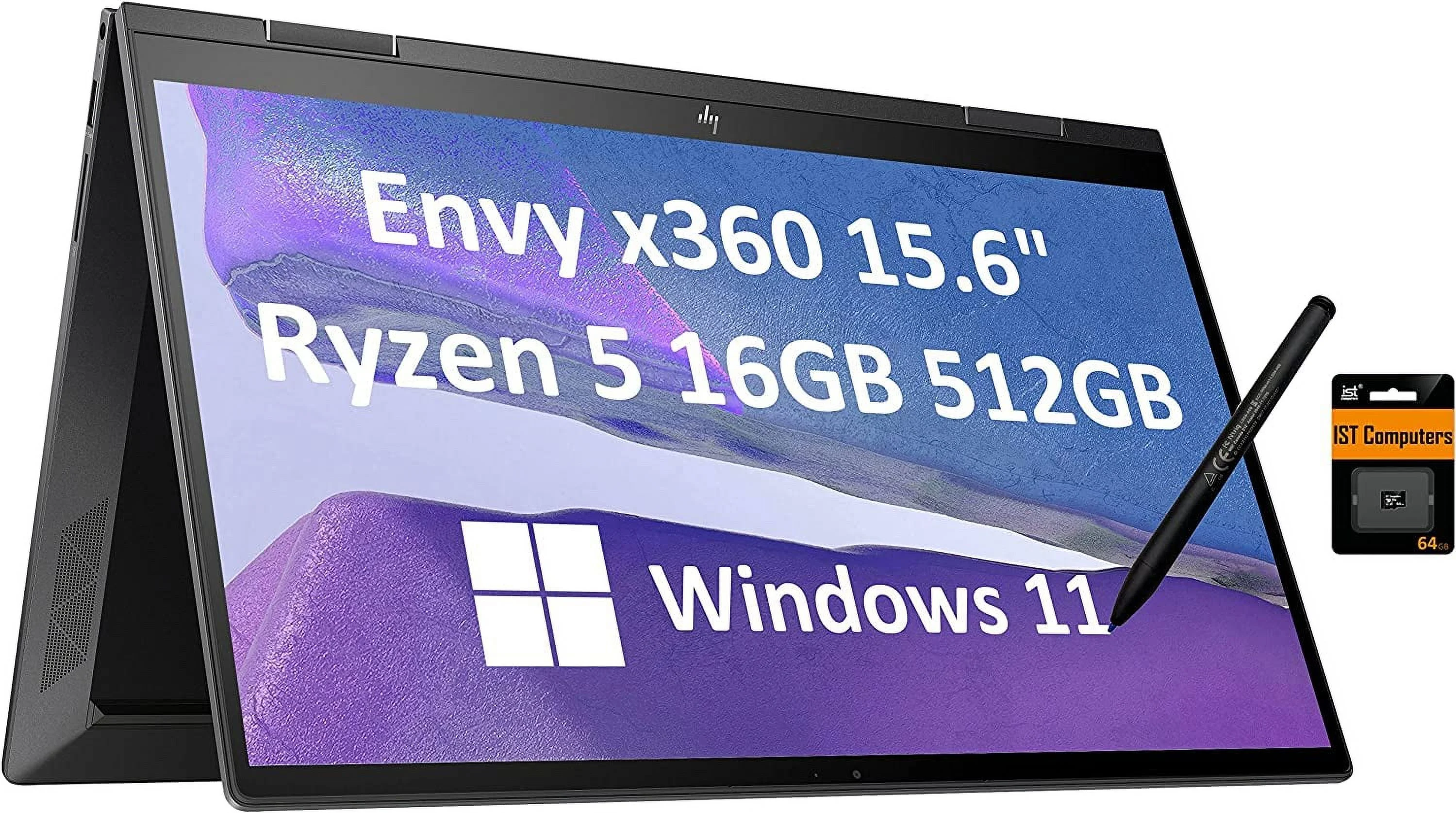 HP Envy X360 15 2-in-1 Touchscreen (Ryzen 5 5625U, 16GB RAM, 512GB SSD, Stylus) AMD 6-Core(Beat i7-1165G7) 15.6" FHD Convertible Laptop, Backlit, Pen