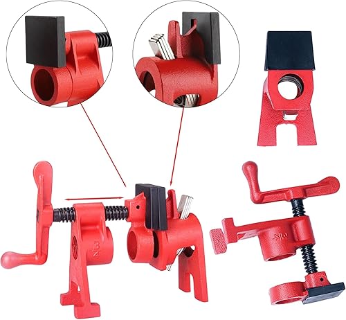 DURDUR 4 Stck RohrSchraubzwinge Rohrzwingen 3/4 zoll,Temperguss Schraubzwingen Set zum T&uuml;rfutter-Montage-set,Schnellspanner Clamp, Schraubstock