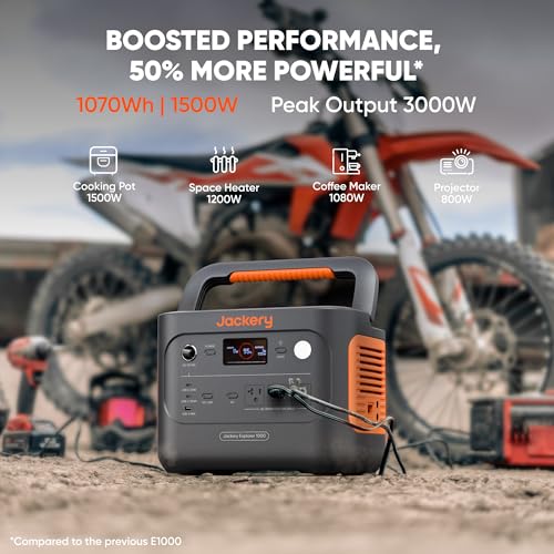 Jackery Solar Generator 1000 v2 with 200W Solar Panel,1070Wh Portable Power Station LiFePO4 Battery,1500W AC/100W USB-C Output