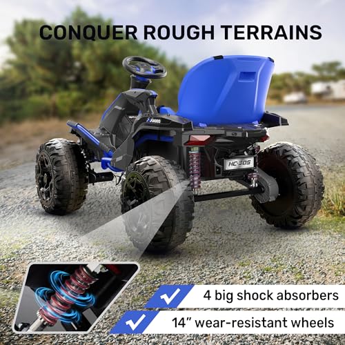 ANPABO 24V 4x4 Ride On Toy for Big Kids, 4x200W Motors, 5MPH, Kids Car w/Parent Remote, Wide Adjustable Seat, Headlights, Metal Frame