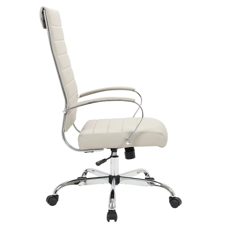 Scranton & Co High-Back Mid-Century Modern Leather Office Chair in Tan
