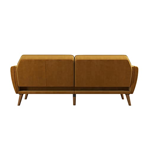 Novogratz Tallulah Memory Foam Futon, Convertible Couch, Camel Faux Leather
