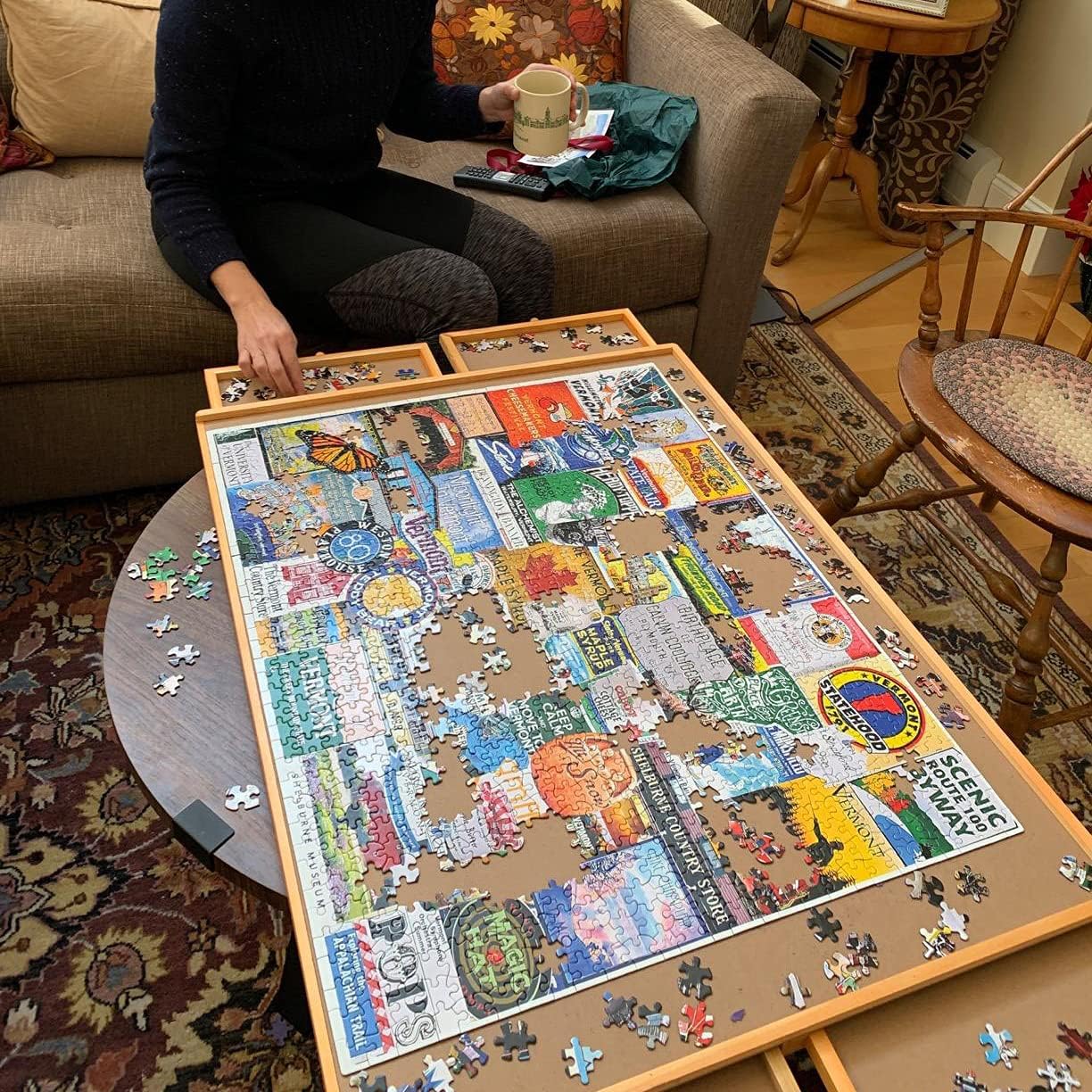 1500 Piece Puzzle Board, 34" x 26", Puzzle Board, Puzzle Table, Puzzle Tables for Adults, Puzzle Boards with 4 Storage & Sorting Drawers