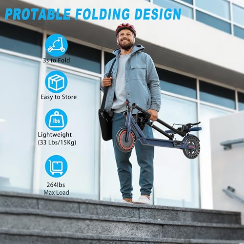 Electric Scooter, Folding E Scooter for Adults with Seat, 350W Motor, 8.5" Tire, 19MPH
