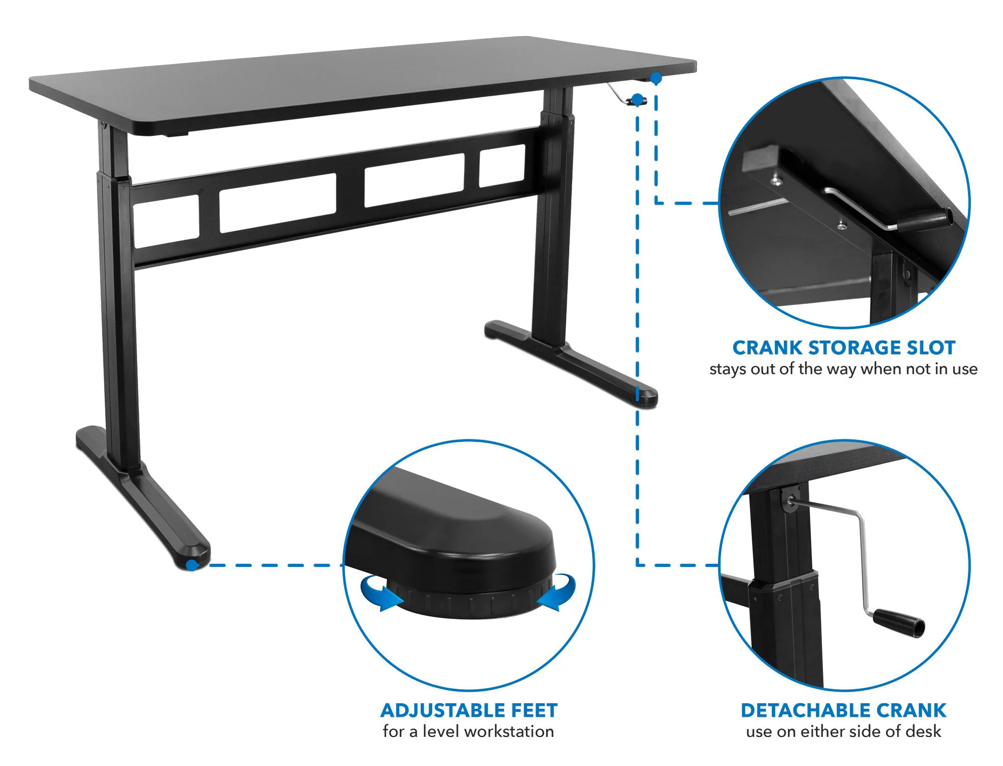 Mount-It! Hand Crank Sit-Stand Desk (Frame and Tabletop Included)