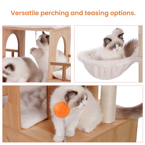 Heybly Cat Tree with Litter Box Enclosure for Indoor Big Cat, Cat Tower for Large Cats 20 lbs Heavy Duty