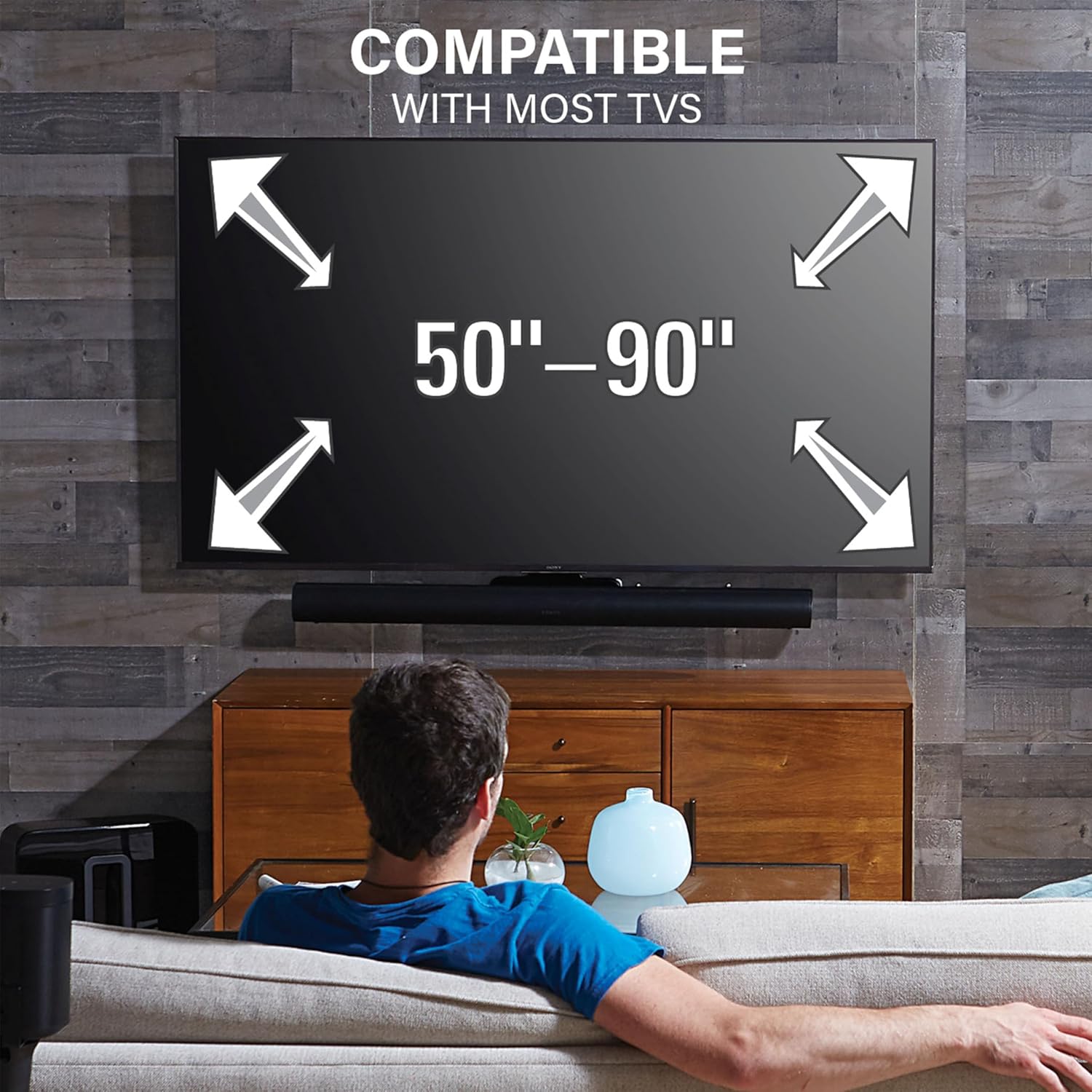 Sanus Soundbar TV Mount Designed for Sonos Arc Sound bar - Height & Depth Adjustable for Dolby Atmos - Universal Compatibility Other TV Mounts