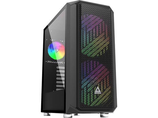 Montech Air x ATX Mid-Tower Case, Super High Airflow, Pre-Installed Dual 200mm ARGB Fans, 120mm ARGB Fan, ARGB Controller, Mothe