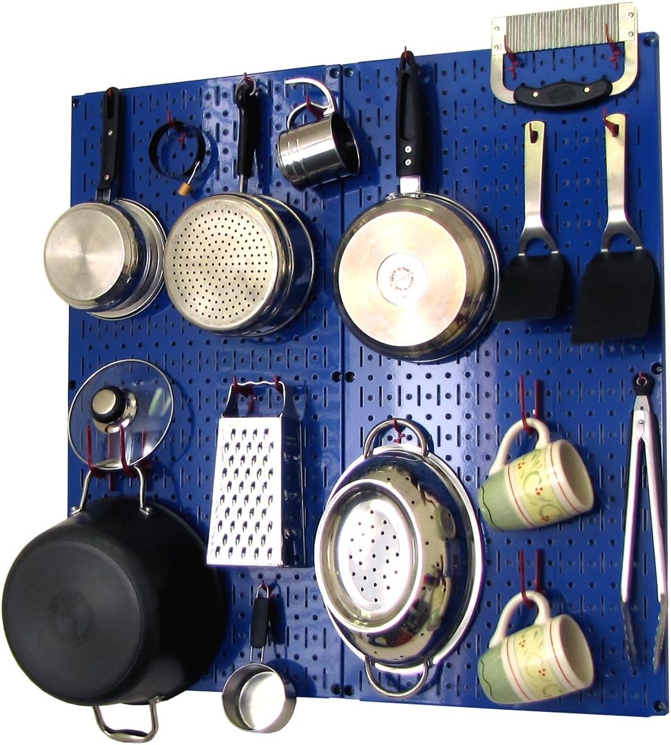 Wall Control Kitchen Pegboard Organizer Pots and Pans Pegboard Pack Storage and Organization Kit with White Pegboard and White Accessories Pack of 2