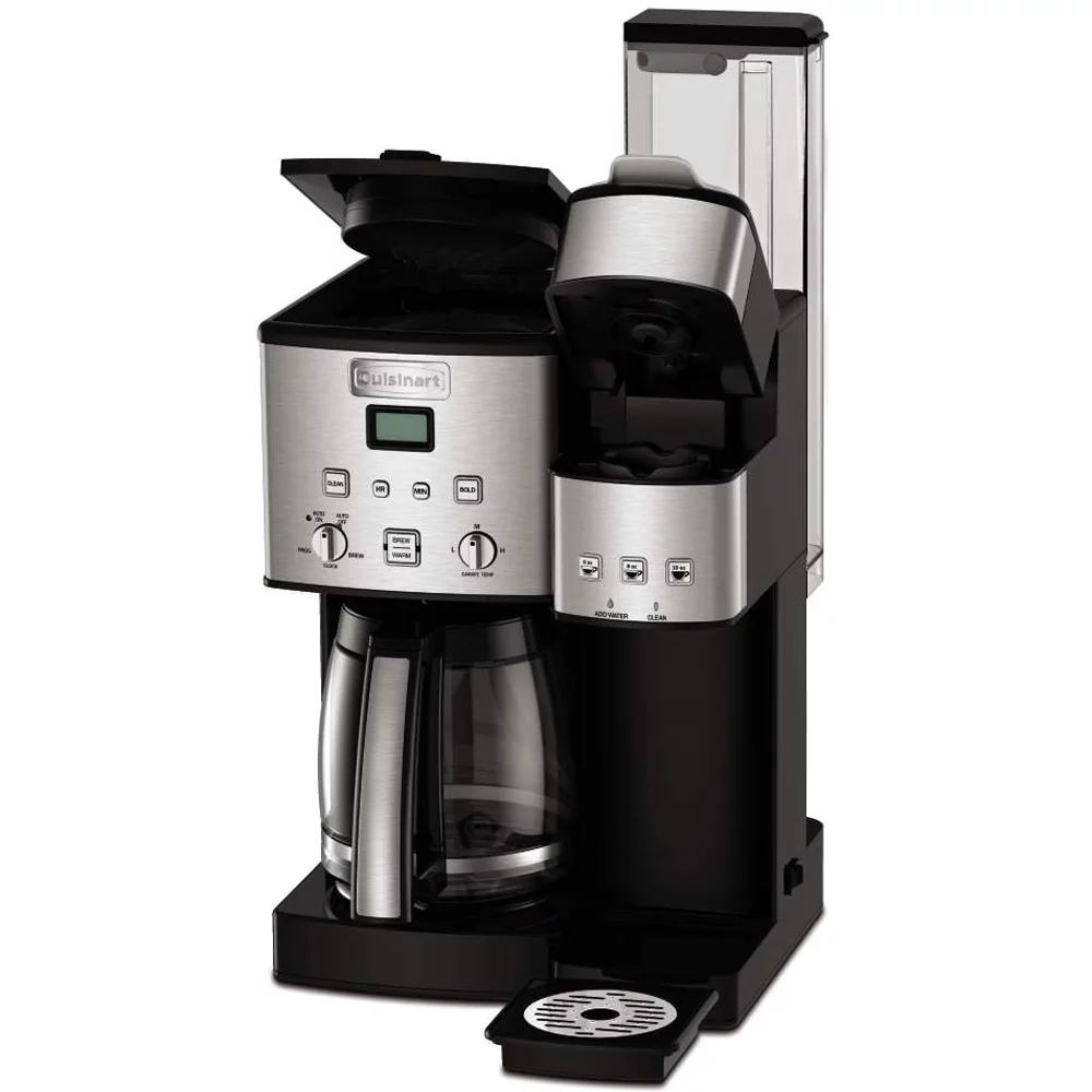 Cuisinart 12-Cup Coffee Maker and Single-Serve Brewer Stainless Steel (SS-15) with Milk Frother - Handheld Electric Foam Maker For Coffee