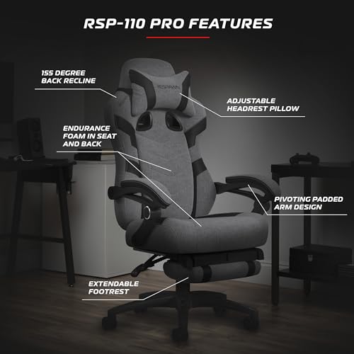 RESPAWN 110 Pro Gaming Chair - Gaming Chair with Footrest, Reclining Gaming Chair, Video Gaming Computer Desk Chair, Adjustable Desk Chair