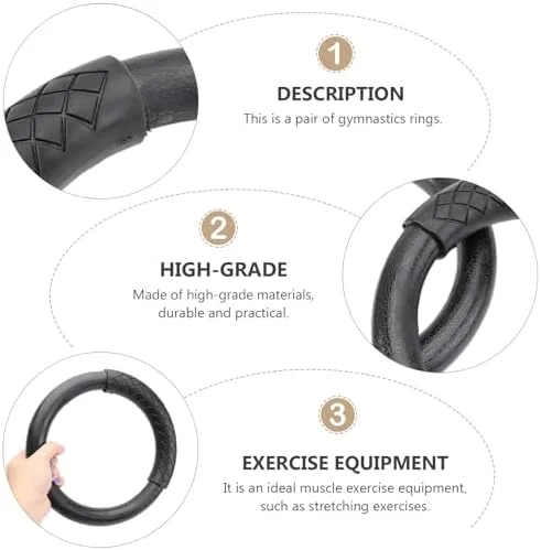 1 Pair ABS Gymnastic Ring Fitness Rings Workouts Ring Home Fitness Ring Pro Gym Ring for Fitness (Black)$$Sport &amp; Recreation Other