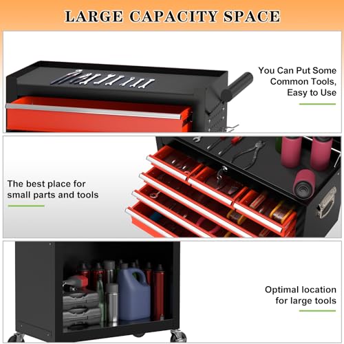 8-Drawer High Capacity Rolling Tool Chest, Removable Cabinet Storage Tool Box with Wheels and Drawers
