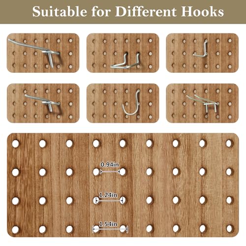 4 Panel Room Dividers and Folding Privacy Screens, 5.6Ft Wooden Pegboard Display, Privacy Dividers for Bedroom