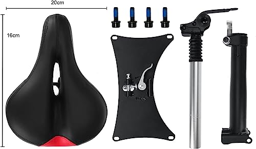 Electric Scooter Seat 45-60 cm Height Adjustable, Leather Saddle with Shock Absorption, Foldable Folding Removable Seat 10/11 inch Electric Scooters