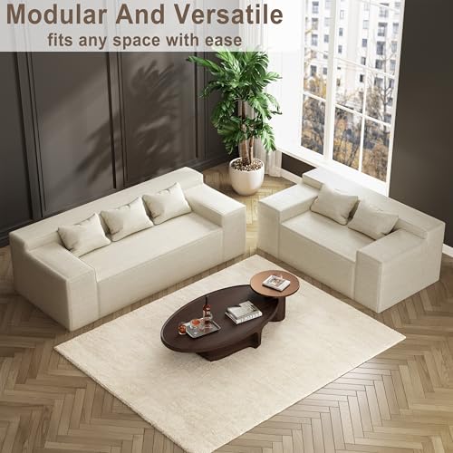 Modern Loveseat, Sofa Couch in a Box, No Assembly Needed, with 2 Pillows, Cat-Scratch Resistant Linen,Small Sofa for for Small Space, Living Room