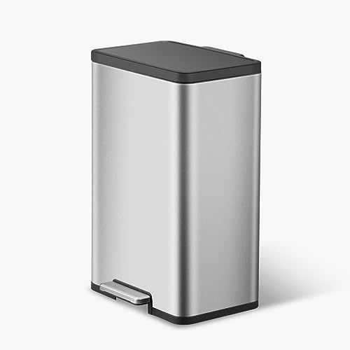 EKO EcoCasa II 36L+24L Dual Trash Can with Recycle Bin, Stainless Steel Garbage Can with Lid, Deodorizer Compartment