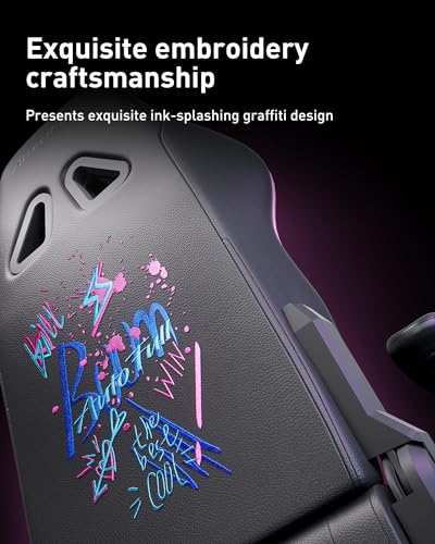 AutoFull C3 Gaming Chair, Racing Style Gaming Chair with Velvet Material Ergonomic Lumbar Support,Adjustable High Back PU Leather PC Chair,Black