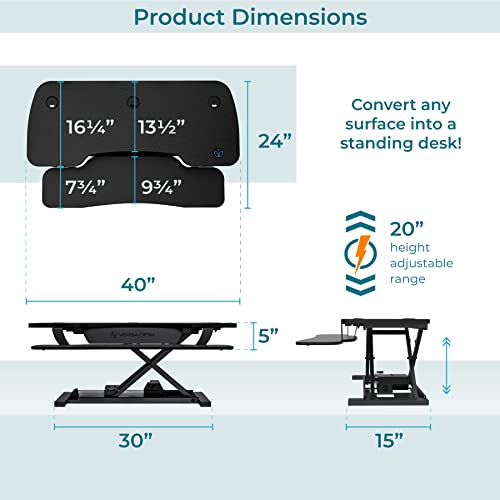 VERSADESK PowerPro™ 36 Inch Electric Standing Desk Converter, Height Adjustable Sit to Stand Up Desk Riser
