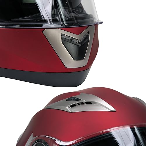 Milwaukee Helmets MPH9826DOT Ionized Flat Red Advanced Motorcycle Modular Helmet w/Drop Down Visor - Small