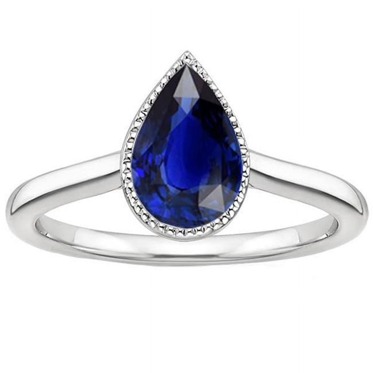 Harry Chad Enterprises  2.50 CT Solitaire Bezel Set Pear Ceylon Sapphire Engagement Ring, Size 6.5