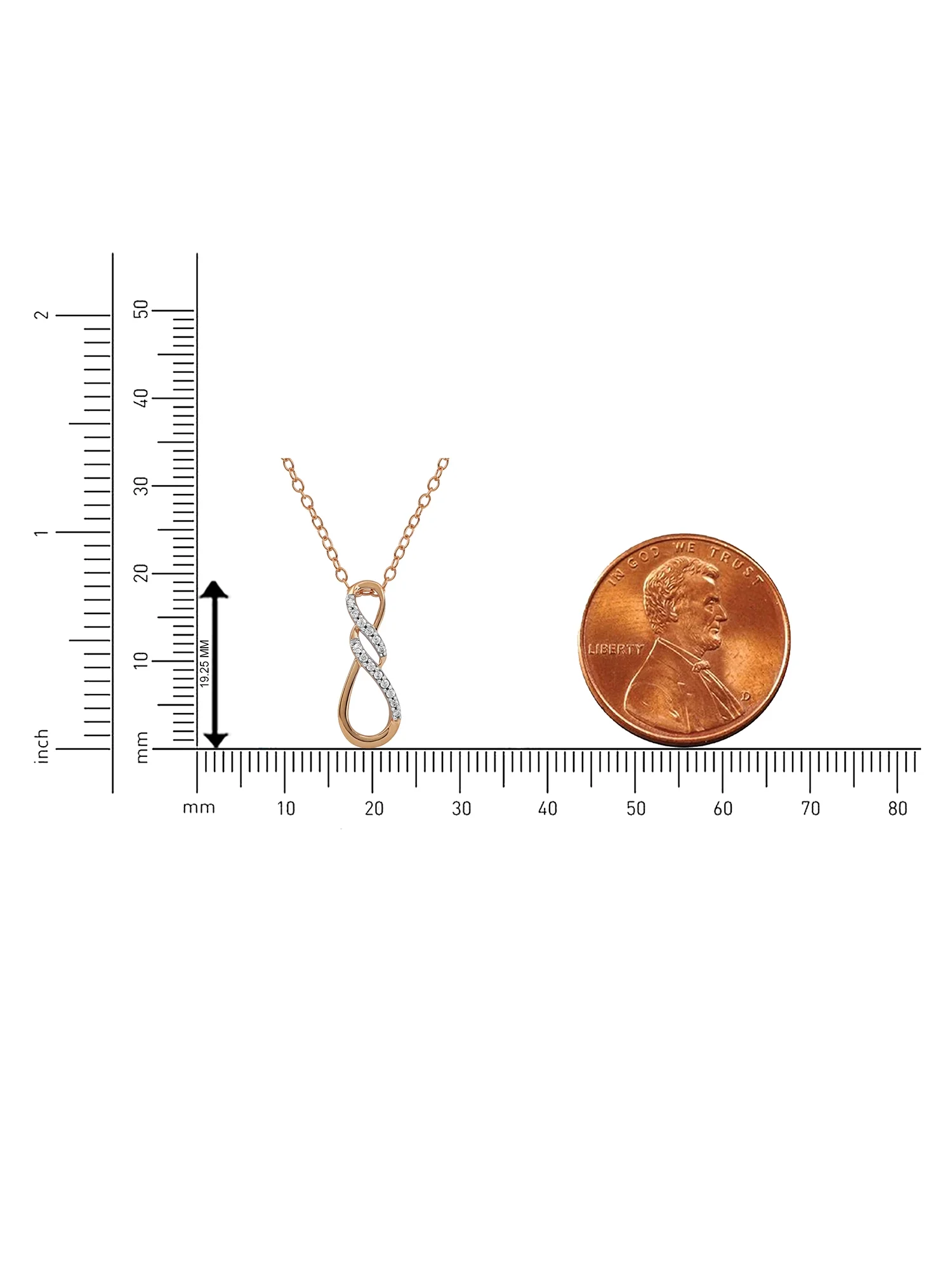 Imperial 10K Rose Gold 1/15Ct Diamond Infinity Pendant Necklace for Women