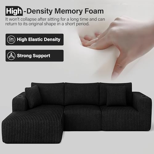 DURASPACE 108'' Modular Sectional Sofa, Cloud Boneless Couch with Deep Seat, Cup Holder, Memory Foam, Corduroy L Shaped Couch for Living Room Bedroom