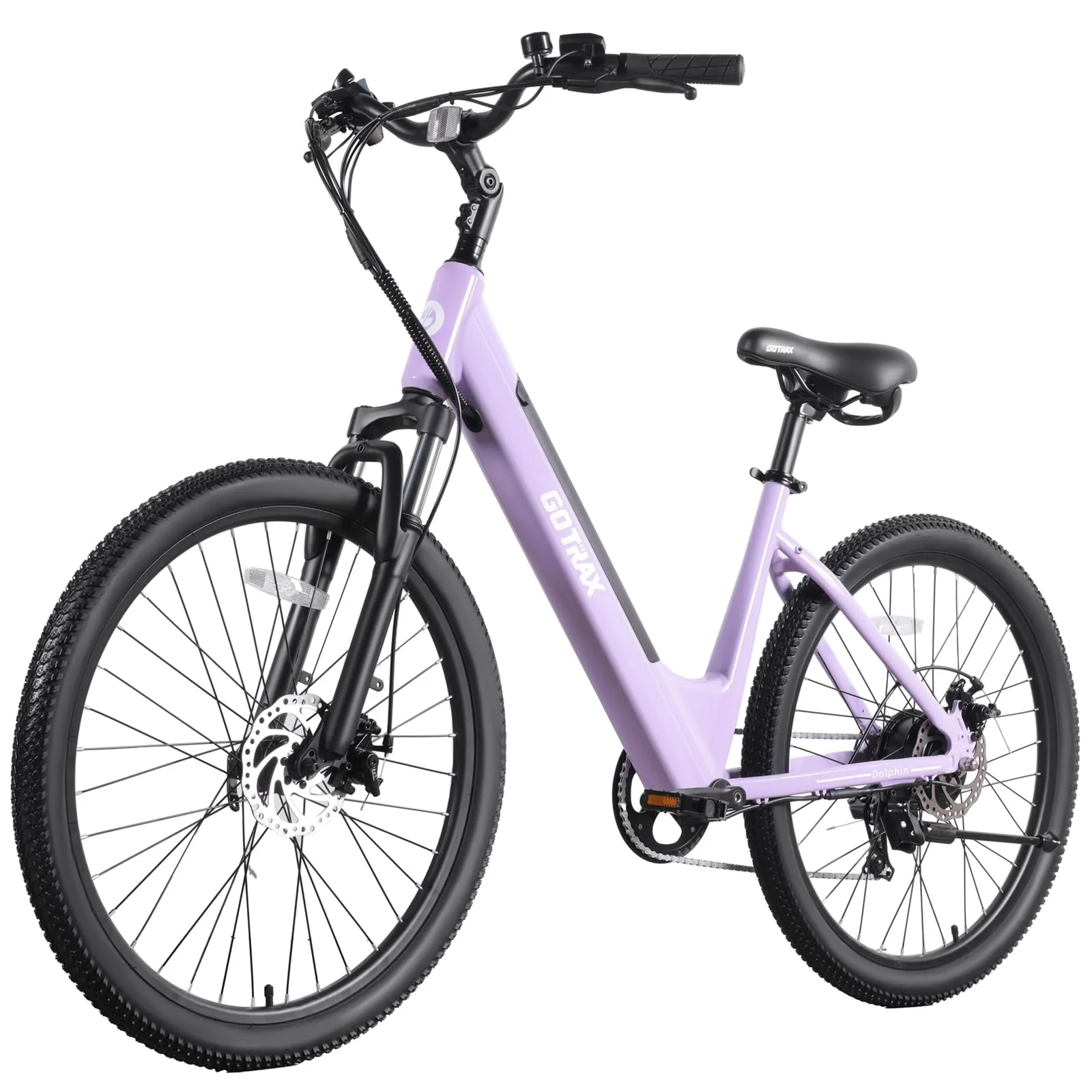 Gotrax Dolphin 26" Electric Bike, Max Range 30Miles(Pedal-assist1)&20Mph Power by 350W, 5 Pedal-Assist Levels&Front Suspension, 7-Speed&Boost Mode