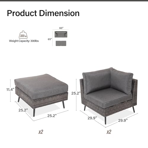 LAUSAINT HOME Outdoor Patio Furniture, 8 Piece Outdoor Sectional Sofa PE Rattan Wicker Patio Conversation Sets