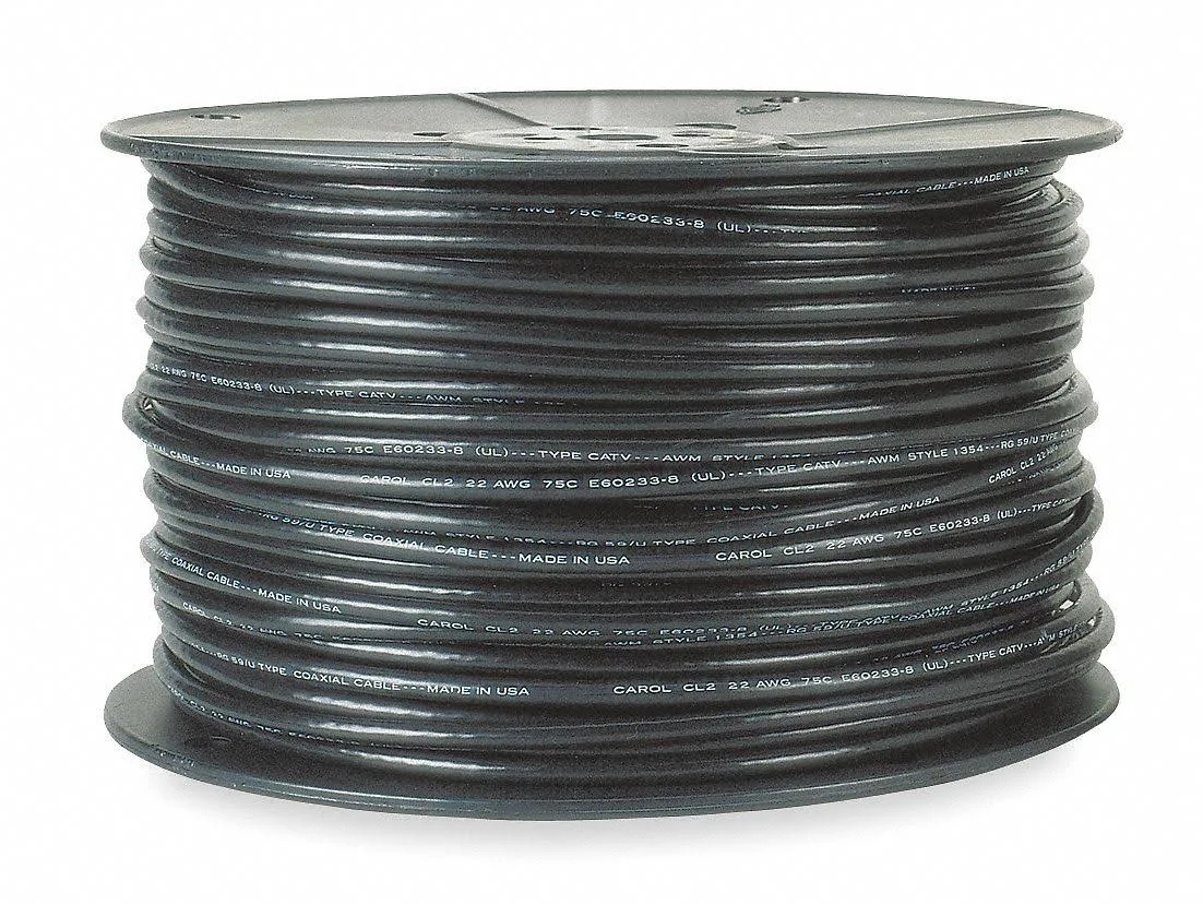 Carol C5780.41.01 Coaxial Cable,RG-59/U,20 Awg,black,pvc