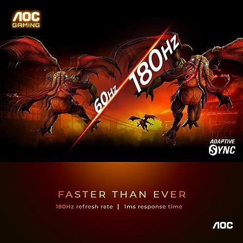 AOC C27G2Z 27" Curved Frameless Ultra-Fast Gaming Monitor, FHD 1080p, 0.5ms 240Hz, FreeSync, 2x HDMI 2.0, 1x Display Port, Height Adjustable