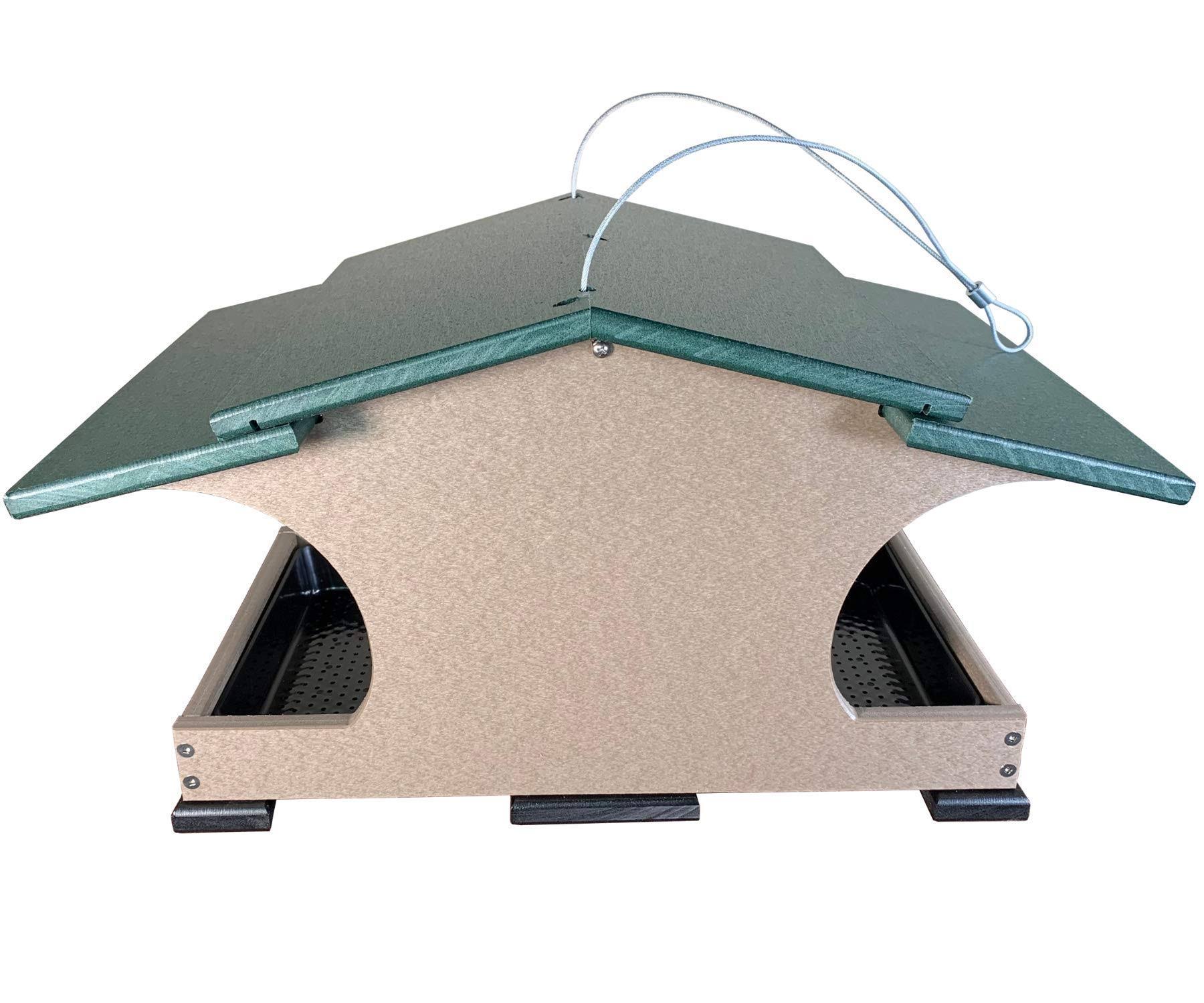 JCS Wildlife Large Poly Hopper Bird Feeder (Green/Tan)