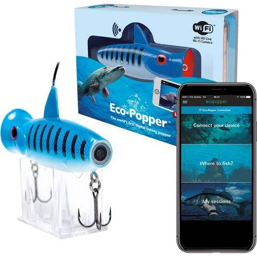 Eco-popper - Digital Fishing Lure with Wireless Underwater Live Video Camera - Blue 4A0ED