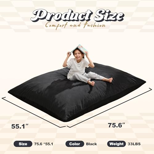 Hobestluk 3 in 1 Bean Bag Chair Giant Bean Bag Chairs Convertible Bean Bag Floor Cushion with Machine Washable Cover
