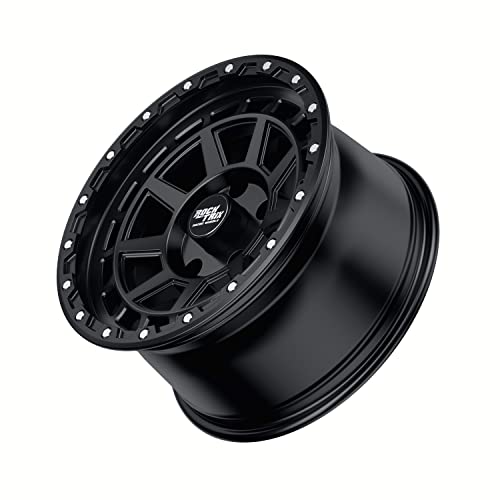 RockTrix RT114 18 inch Wheel Compatible with Jeep Wrangler JK JL 18x9 5x5 Wheels (-12mm Offset, 4.5in Backspace) 5x5 PCD, 71.5mm Bore, Black Wheels